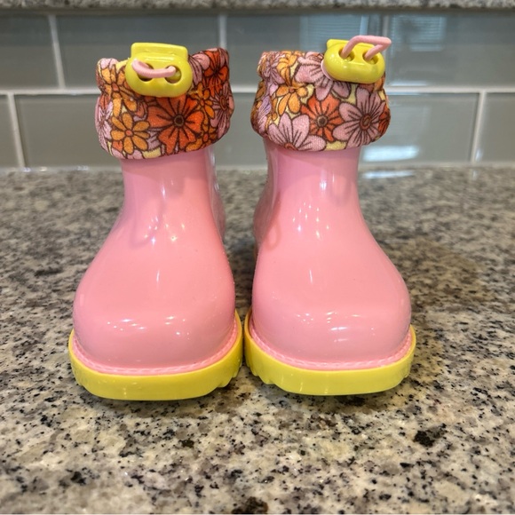 Mini Melissa Rain Boots III BB Size 7 Pink Yellow NWOB - Picture 4 of 10